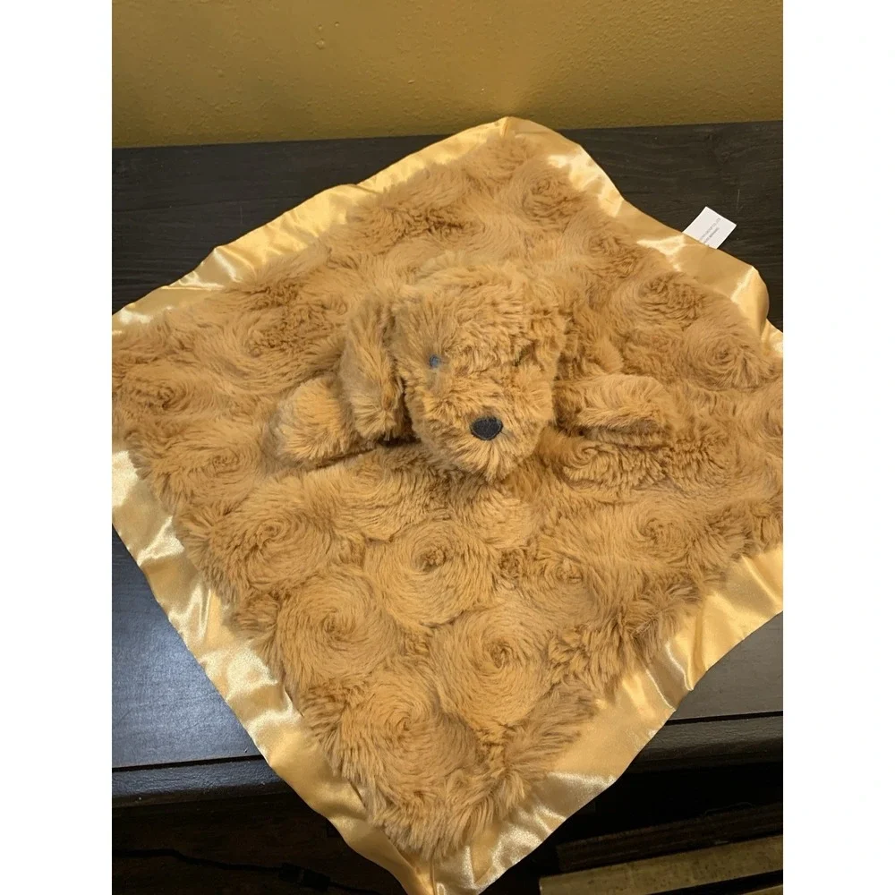 Cloud Island Brown Golden Doodle‎ Puppy Dog Security Blanket Satin Lovey 14